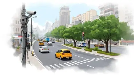 Realistic urban street pune traffic signal vehicles roadside camera intersection