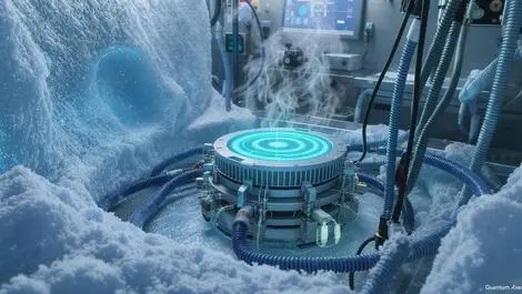 Scientific laboratory sensor cold icy environment frost cooling vapor wires quantum research