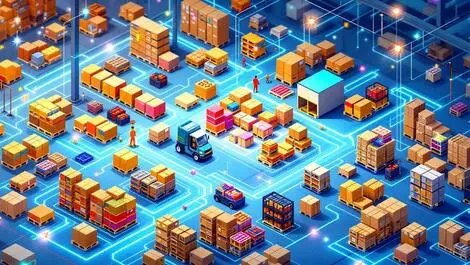 Ai enabled logistics supermarket distribution warehouse colorful pallets