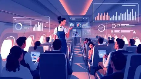 Airline cabin crew passengers customer feedback analysis modern graphic