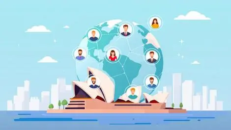 Global influencer marketing expansion australia sydney opera house globe icons