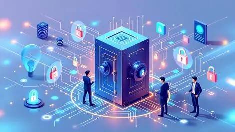 Secure digital vault ai circuitry locked connections business automation