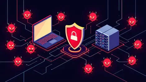 Computer network windows linux servers protected from ransomware threats shield