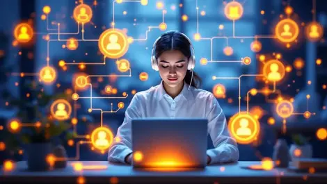 Digital illustration customer service agent ai data streams advanced support