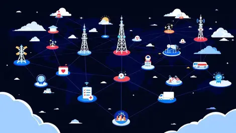 Global network integration telecom towers nodes finance healthcare energy