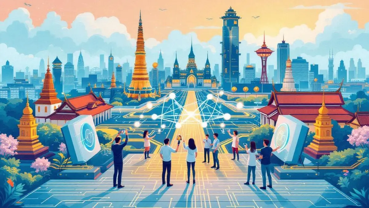 Scientists collaborative ai quantum research southeast asia temples cityscape