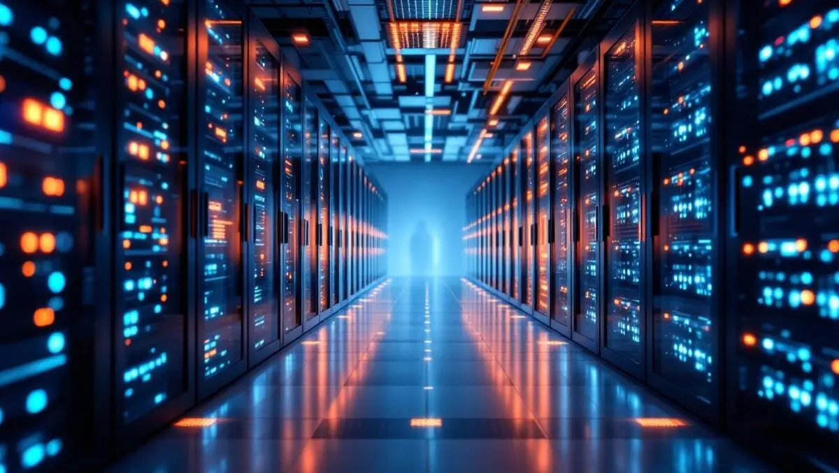 Modern data centre singapore server racks glowing lights cloud infrastructure