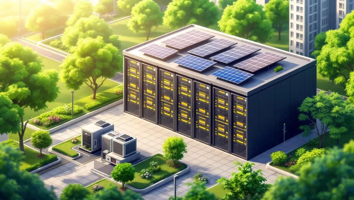 Modern sustainable data centre with solar panels green energy urban malaysia