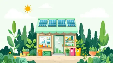Small canadian business storefront solar panels recycling financial charts sustainability funding