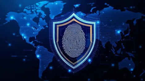 Fingerprint to interlocking shields global digital identity security