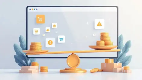Online shopping fair pricing balance products vs coin stack