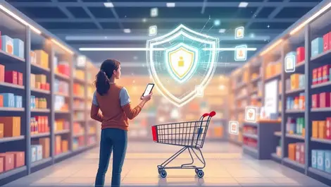 Australian shopper ar scanning products with mobile data security
