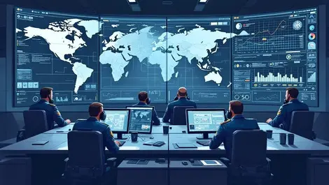 Nato command ops room digital world map supply chain planning