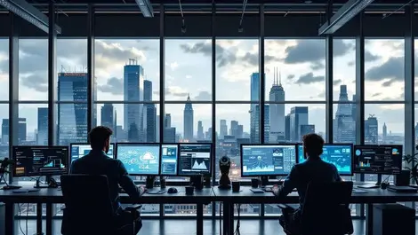 Devops office amsterdam cloud reflections ai data screens