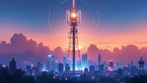Manila telecom tower dusk skyline smartphone users connectivity