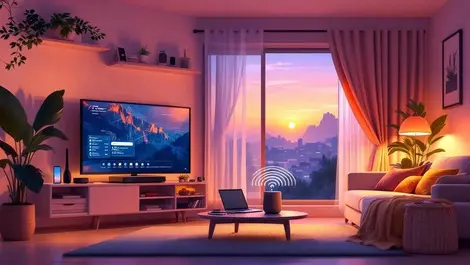 Cozy vietnamese living room modern router smart home evening